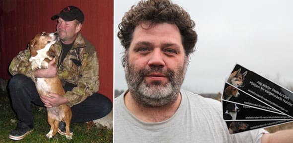Kajsa och Janne och hj&auml;lpen. Sebastian Wilhelmsson i Naturskyddet Sverige (till h&ouml;ger) kan konstatera att 10 000 kronor kommit in i insamlingen veterin&auml;rr&auml;kningen f&ouml;r vargskadade Kajsa. Hennes &auml;gare Janne Andersson har lagt ut drygt 28 000 kronor f&ouml;r hennes v&aring;rd.