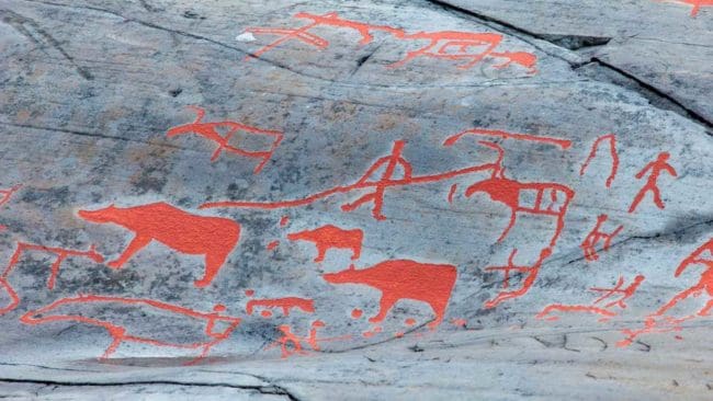 Nordisk urtidsjakt visas på en utställning i tyska Frankfurt. Bilden visar hällristningar från norska Alta fjord, som står med på Unescos världsarvslista. (Arkivbild)