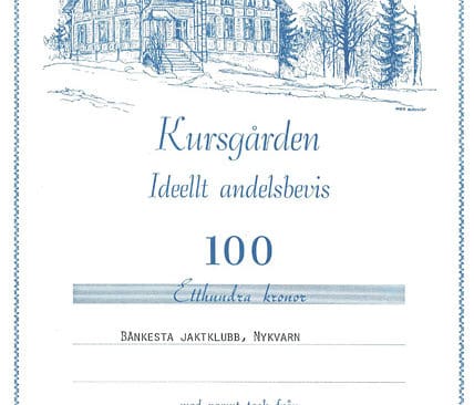 Andelsbevis till kursg&aring;rden Sterte g&aring;r nu att l&ouml;sa in hos J&auml;garnas Riksf&ouml;rbunds kansli i S&ouml;dert&auml;lje.