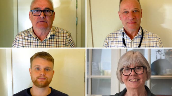 Övre raden från vänster: Lars Lignell och Jan Lingheimer. Nedre raden från vänster: Jonas Viklund och Yvonne Oward.