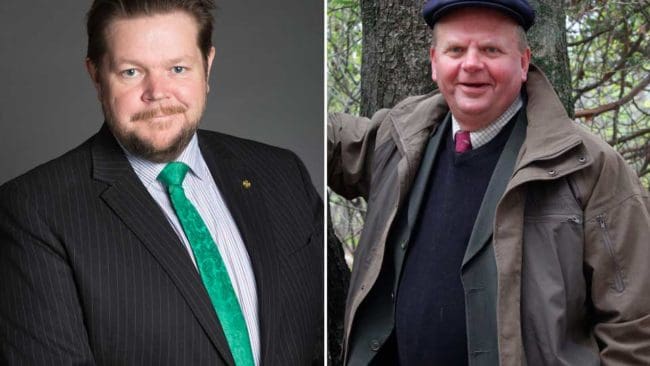 Johan Hedin och Eskil Erlandsson från Centerpartiet menar att det föreslagna nya vapendirektivet är ett hot mot jakten i Sverige.