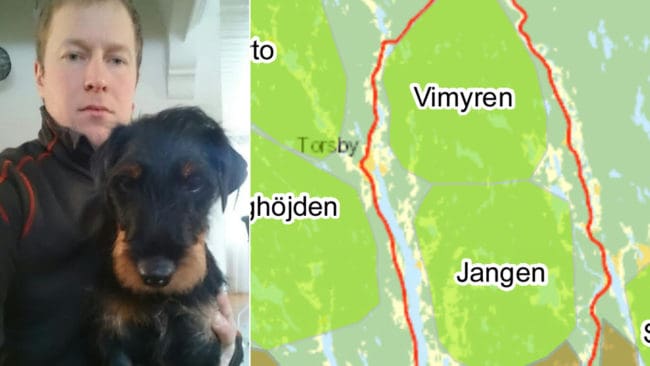 Lars Olofs tyskterrier Isa attackerades av varg i gränstrakterna mellan reviren Jangen och Vimyren öster om Torsby..