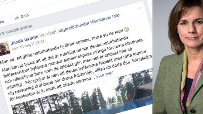 Föreslagna språkröret i Miljöpartiet, Isabella Lövin, och den anonyme hatskribenten Jacob Grimm är vänner på Facebook.