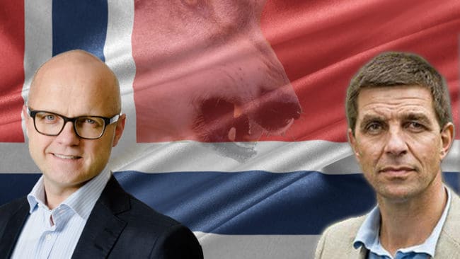 Miljö- och klimatminister Vidar Helgesen, till vänster, får skarp kritik av partikamraten Gunnar Gundersen för den bantade vargjakten