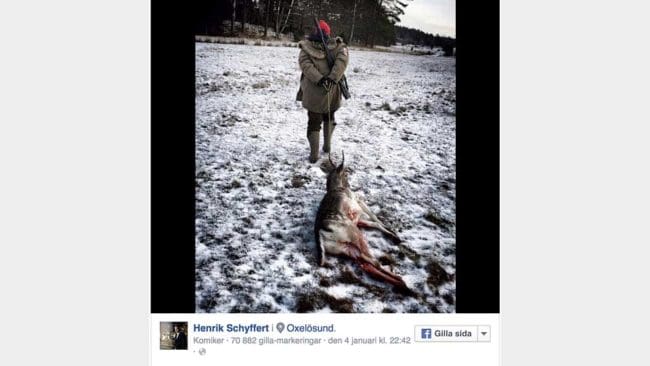 Henrik Schyfferts bild på Facebook väckte stark kritik. Nu försvarar Schyffert sin jakt.