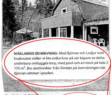 Annonsen i Upsala Nya tidning. M&auml;klaren l&auml;t fantasin fl&ouml;da och kryddade texten som aldrig var t&auml;nkt att komma i tryck.