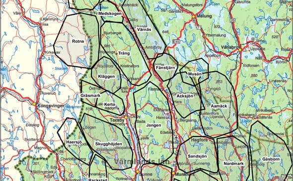 Vargl&auml;get i V&auml;rmland den senaste vintern enligt l&auml;nsstyrelsens kartl&auml;ggning. Av de 29 reviren har 19 bekr&auml;ftade f&ouml;ryngringar. V&auml;rmland har&nbsp;en vargexplosion, som redan nu motsvarar 4 400 vargar i Sverige.