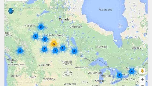 På webbsidan www.wildboarcanada.ca kan man se kanadeniska vildsvinsobsar och var vildsvin fällts på en karta.